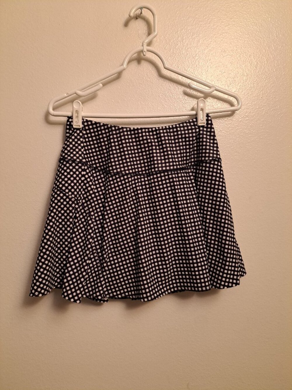 Avia Women's Court Skort, with Built-In Shorts. Checkered/Black Soot Gingham - Picture 2 of 9